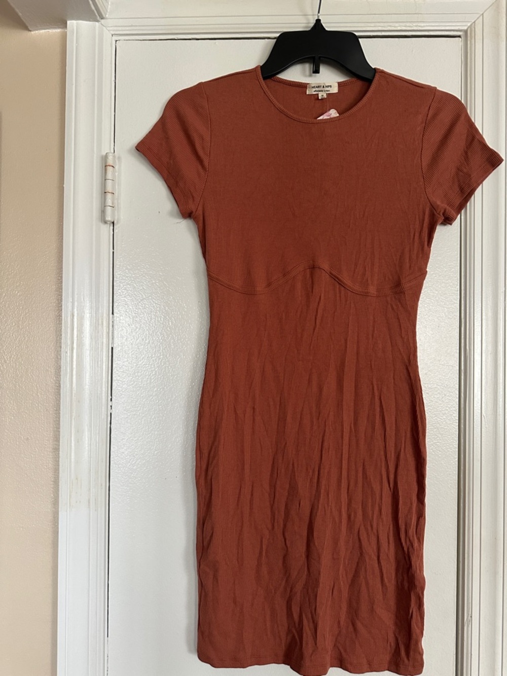 Heart & Hips Rust-Toned Short Sleeve Mini Dress